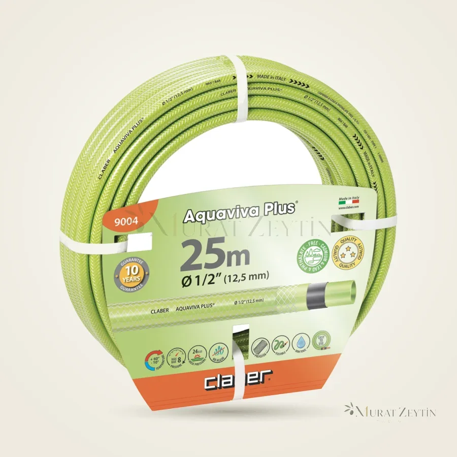 Claber 9004 Aquaviva Plus 1/2" (12-17 mm) Bahçe Hortumu 25 m