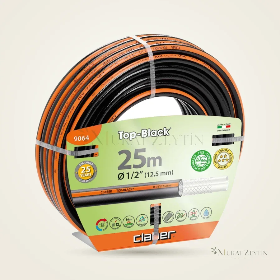 Claber 9064 Top-Black 1/2" Bahçe Hortumu 25 m