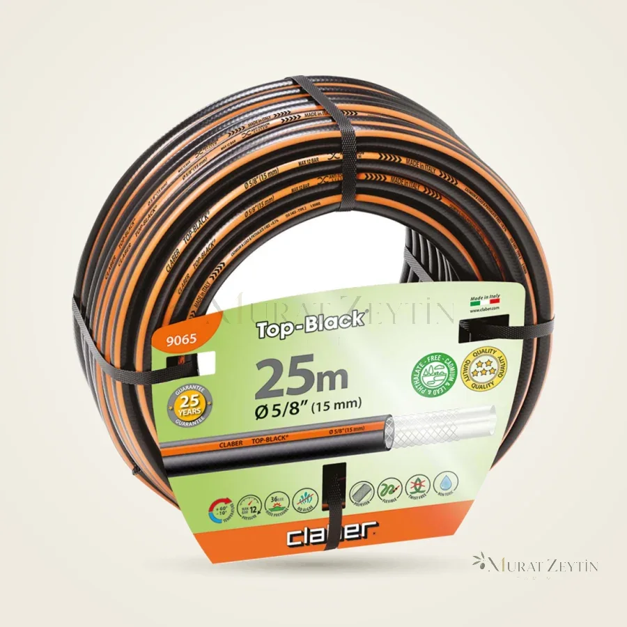 Claber 9065 Top-Black 5/8" Bahçe Hortumu 25 m