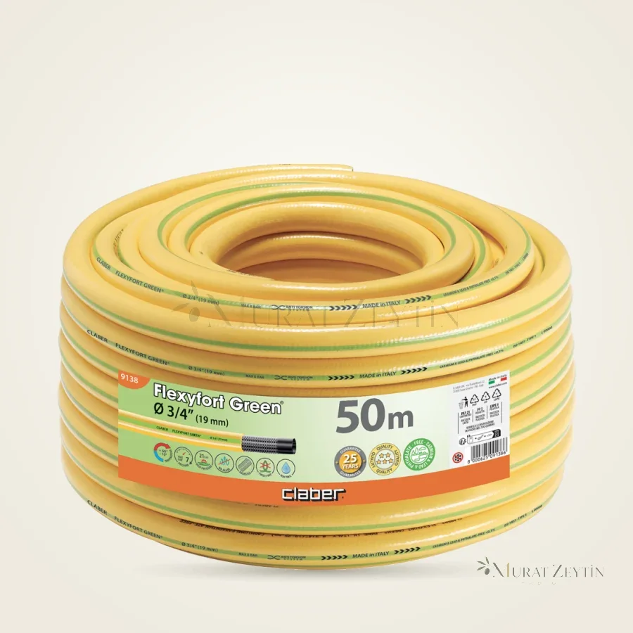 Claber 9138 Flexyfort Green 3/4" Bahçe Hortumu 50 m