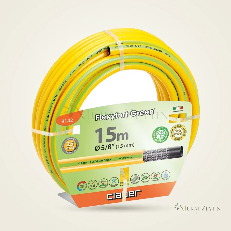 Claber 9142 Flexyfort Green 5/8" Bahçe Hortumu 15 m