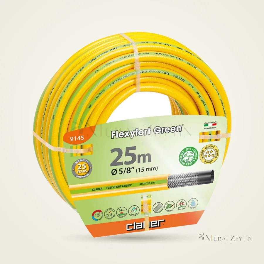Claber 9145 Flexyfort Green 5/8" Bahçe Hortumu 25 m
