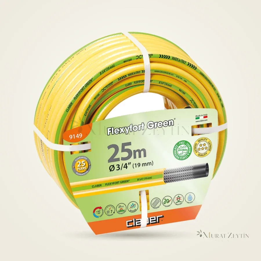 Claber 9149 Flexyfort Green 3/4" Bahçe Hortumu 25 m