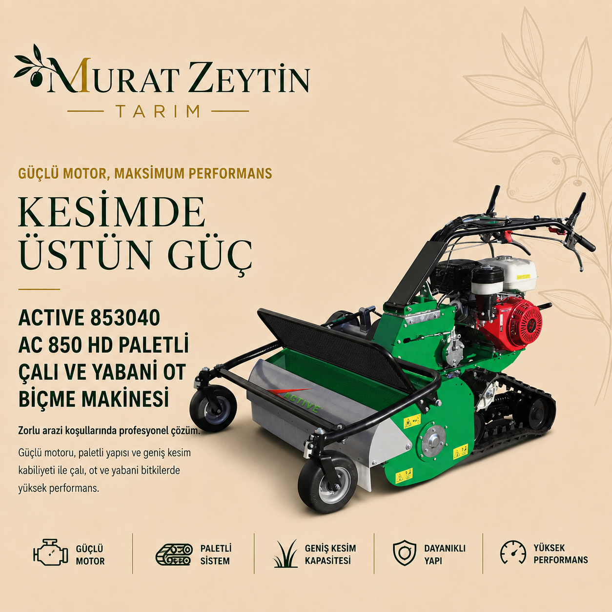 ACTIVE 853040 AC 850 HD Paletli Çalı ve Yabani Ot Biçme Makinesi