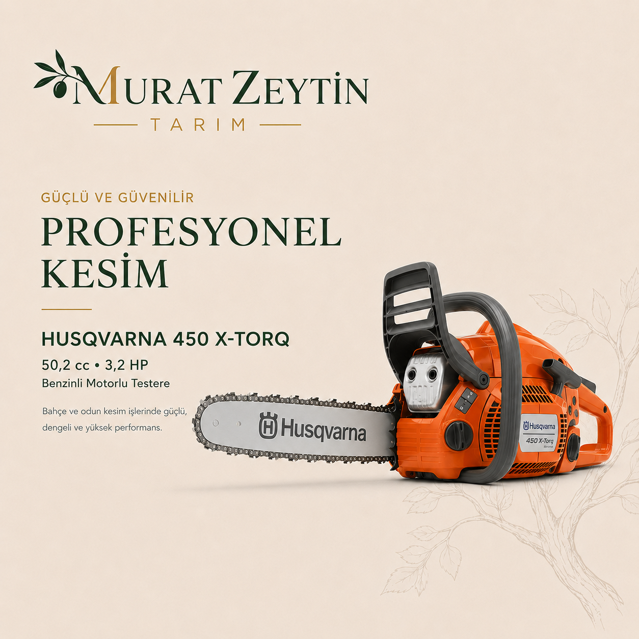 Husqvarna 450 X-Torq 50,2 cc 3,2 HP Benzinli Motorlu Testere
