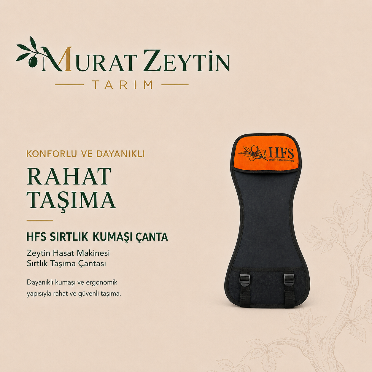 HFS Sırtlık Kumaşı Çanta – Zeytin Hasat Makinesi Sırtlık Taşıma Çantası