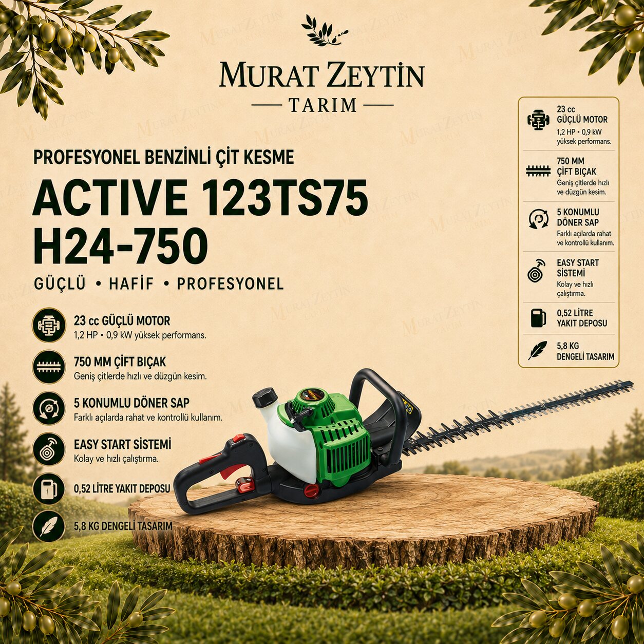 ACTIVE 123TS75 H24-750 Benzinli Çit Kesme Makinesi