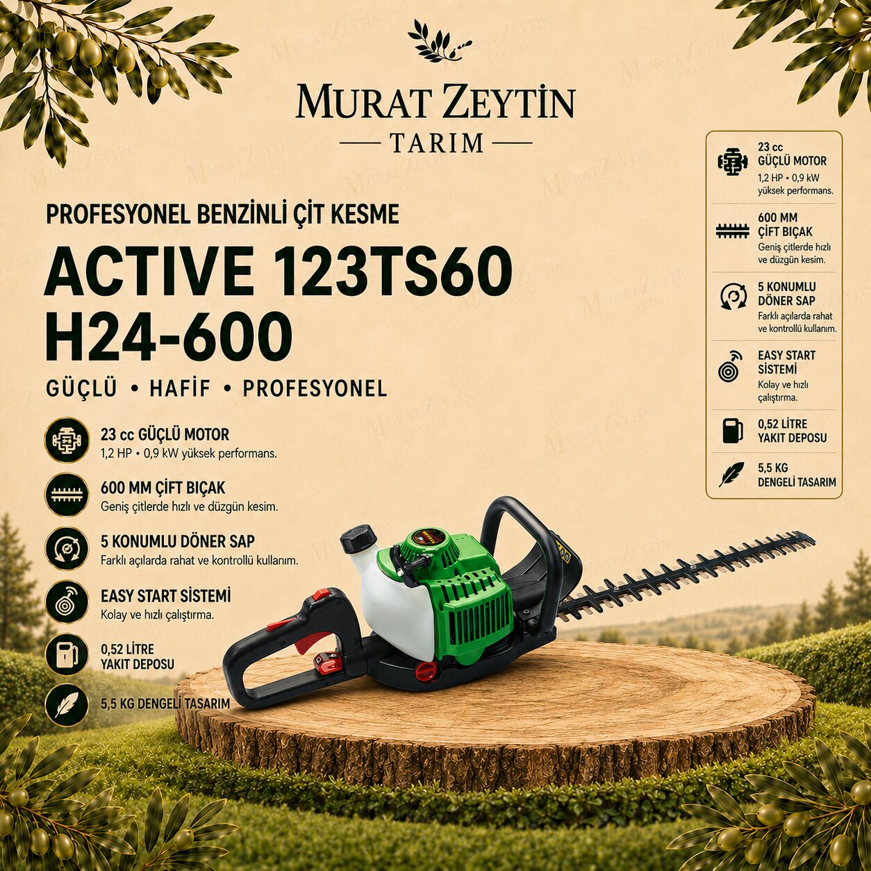 ACTIVE 123TS60 H24-600 Benzinli Çit Kesme Makinesi
