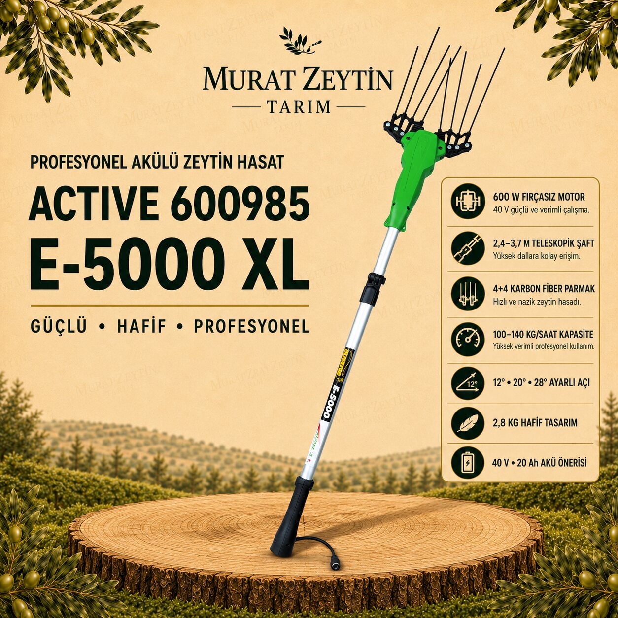 ACTIVE 600985 E-5000 XL Zeytin Hasat Makinesi