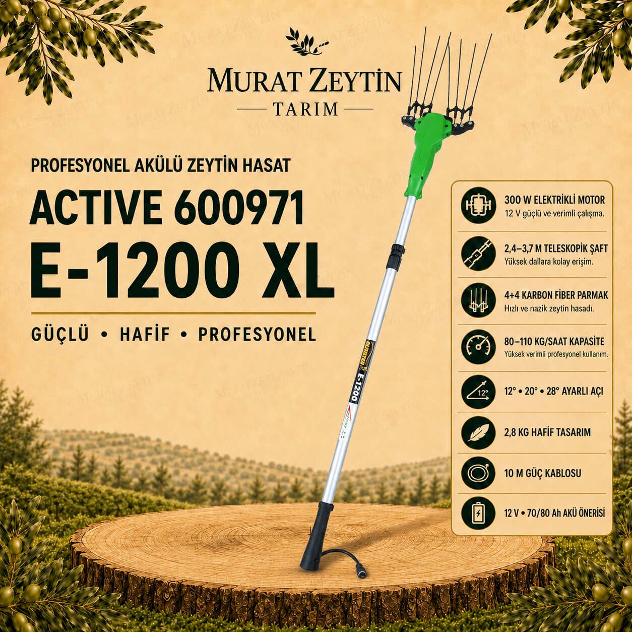 ACTIVE 600971 E-1200 XL Zeytin Hasat Makinesi