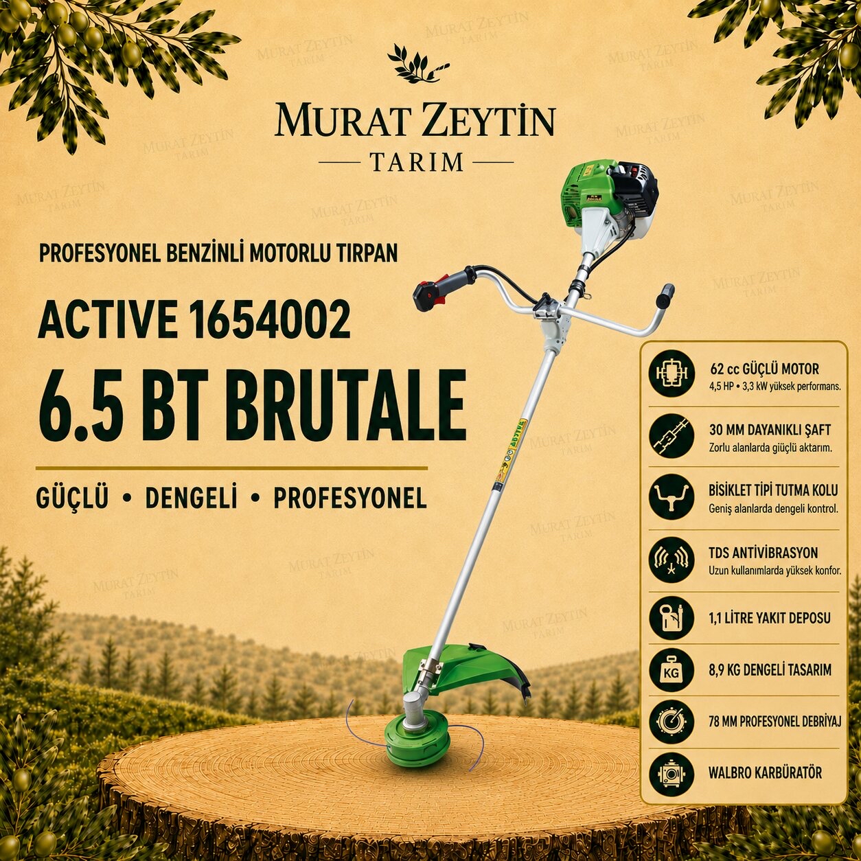 ACTIVE 1654002 – 6.5 BT BRUTALE  Motorlu Yan Tip Tırpan