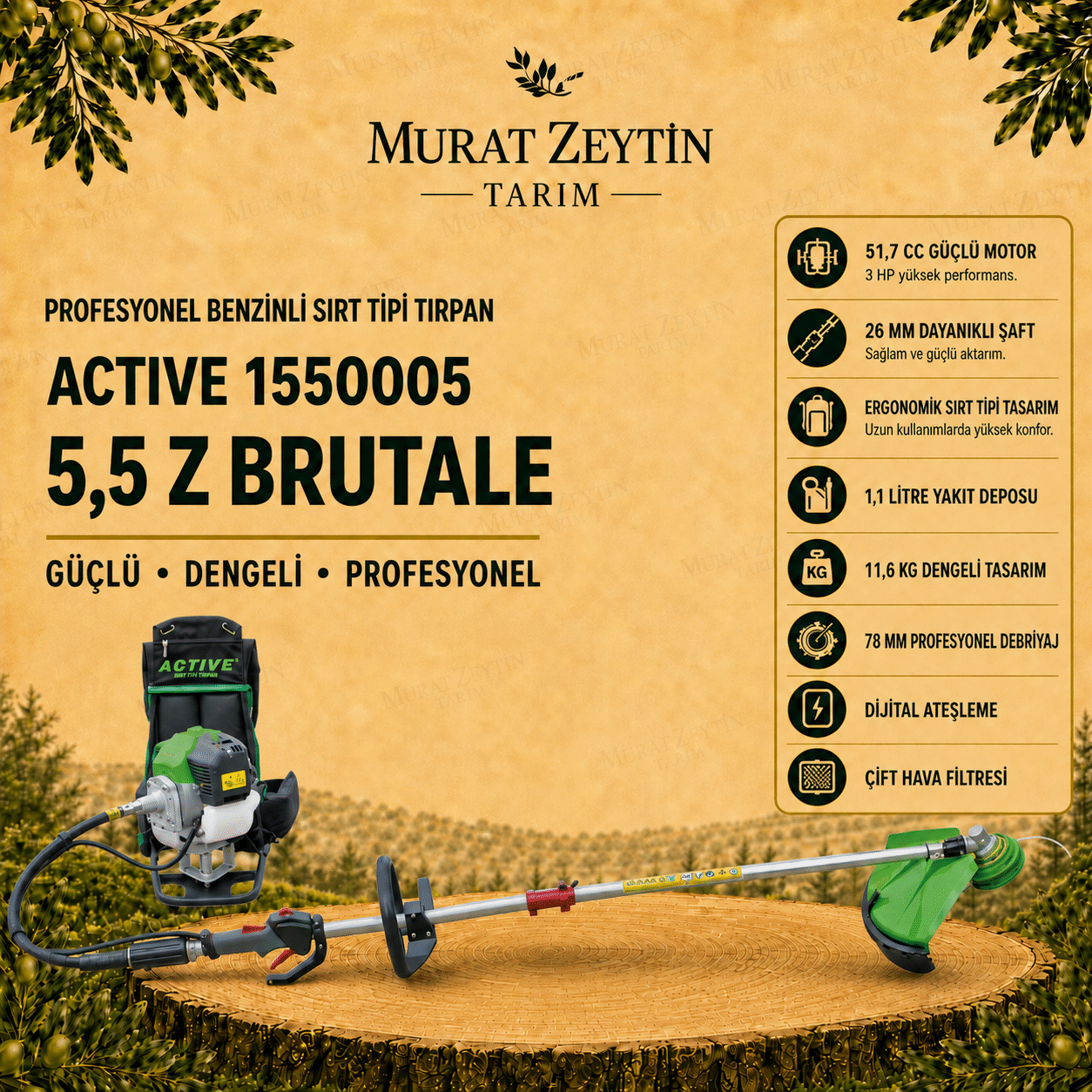 Active 5.5 Z Brutale Sırt Tipi Motorlu Tırpan