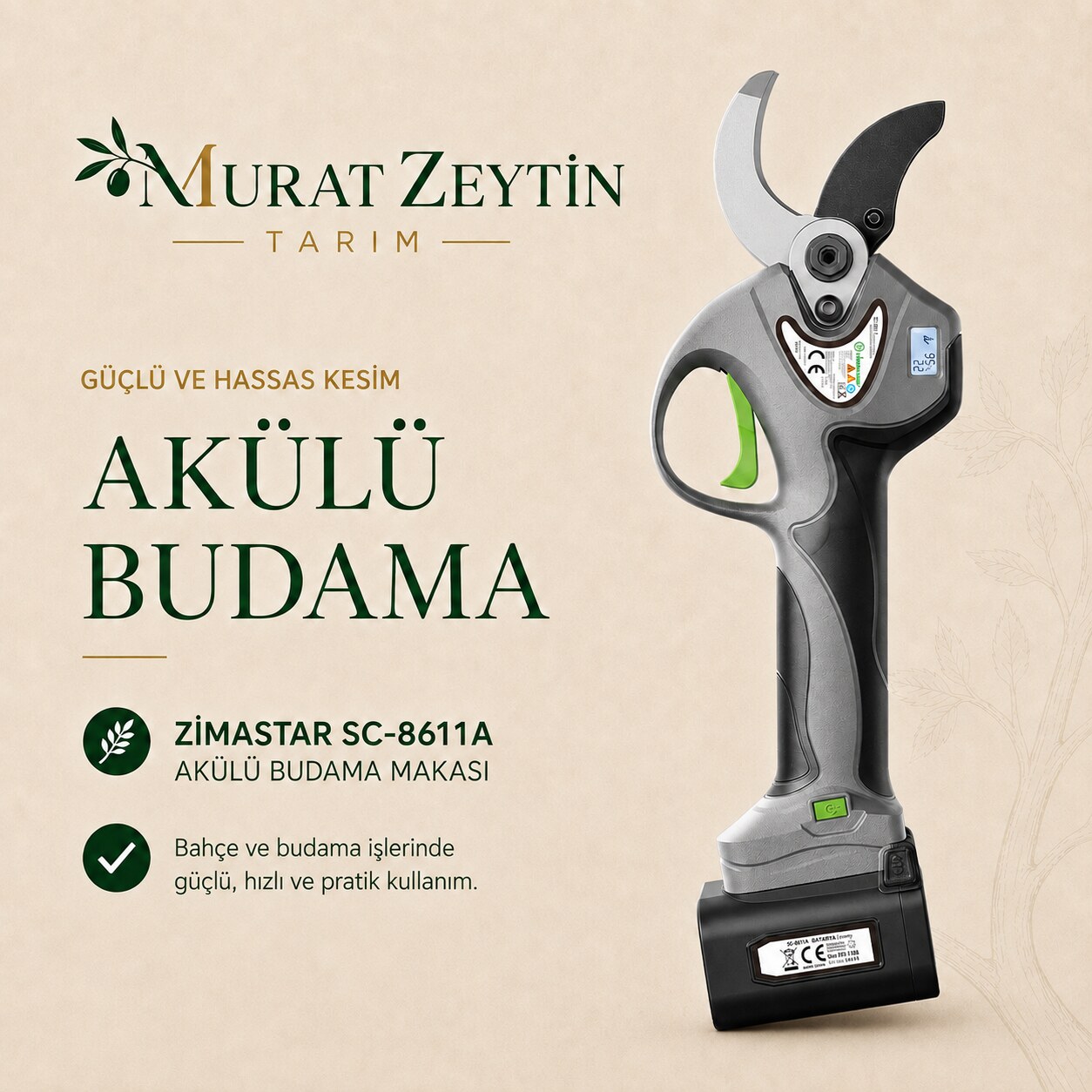 ZİMASTAR SC-8611A/1 Akülü Budama Makası