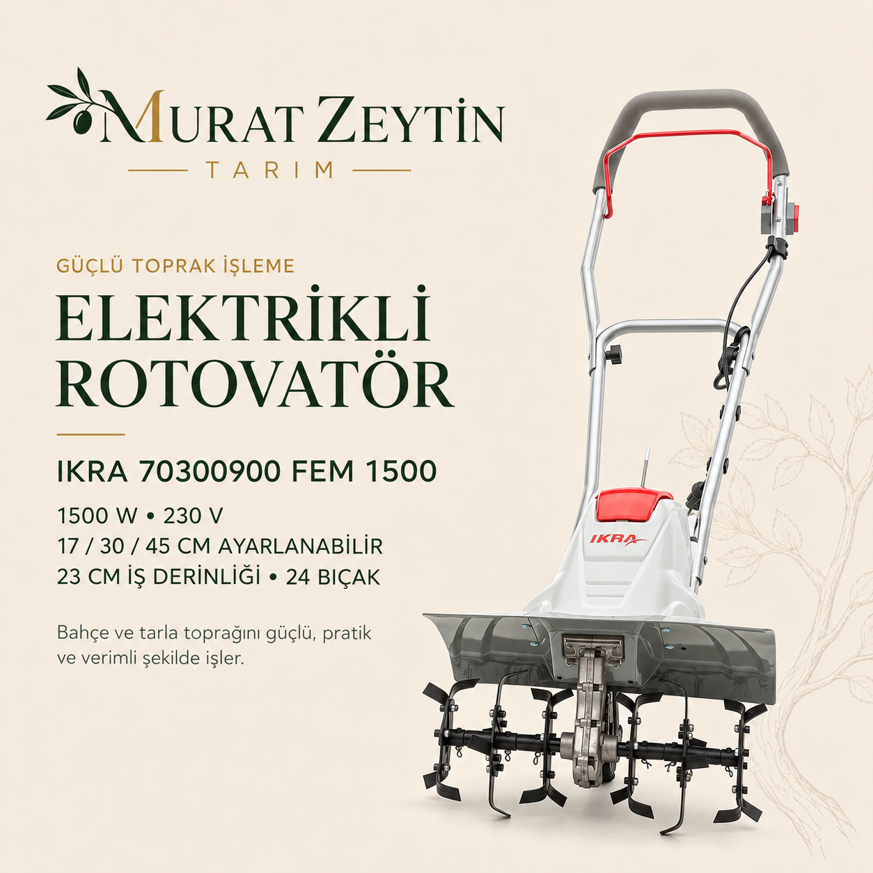IKRA 70300900 FEM 1500 ELEKTRİK MOTORLU ROTOVATÖR
