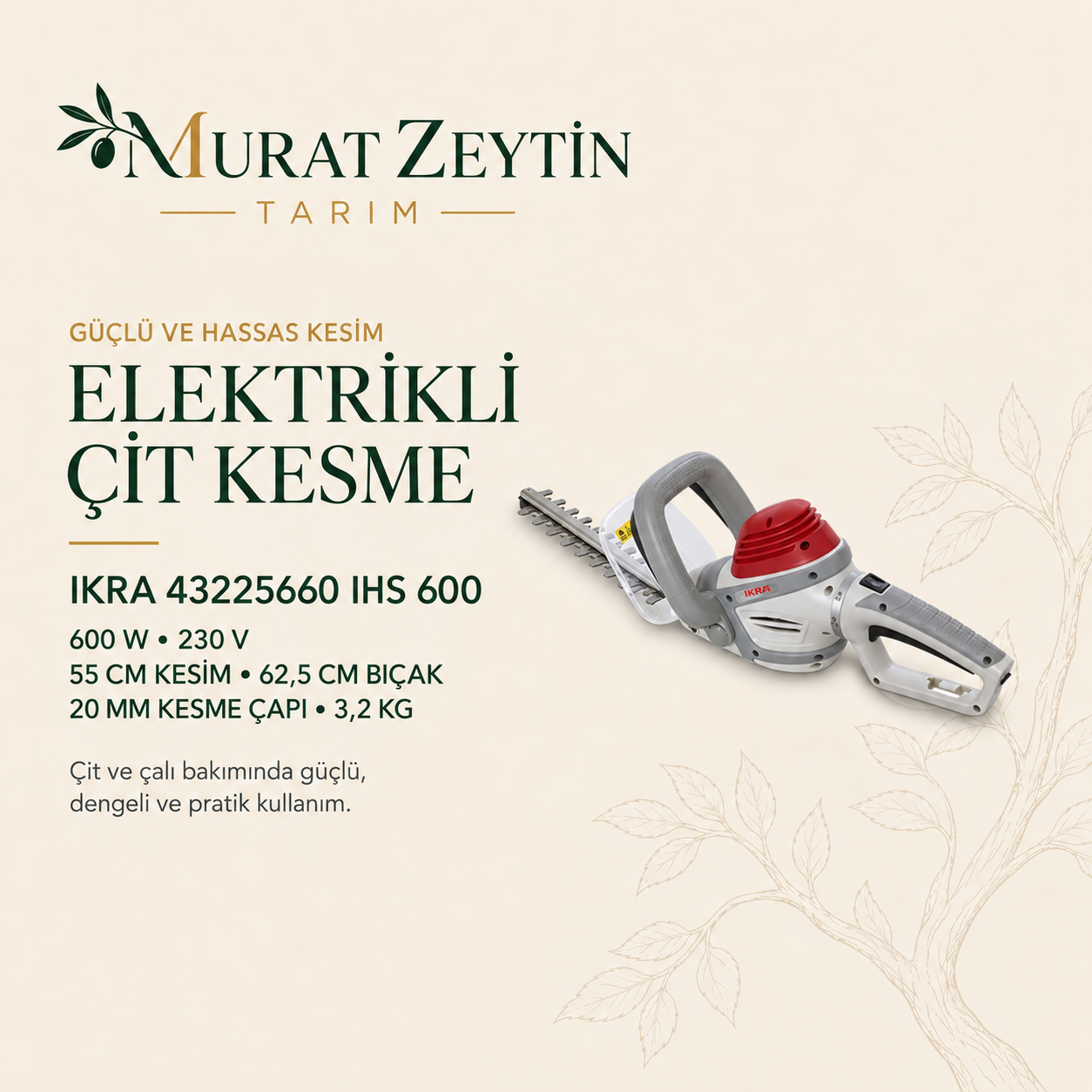 Ikra 43225660 IHS 600 Elektrikli Çit Budama Makinesi