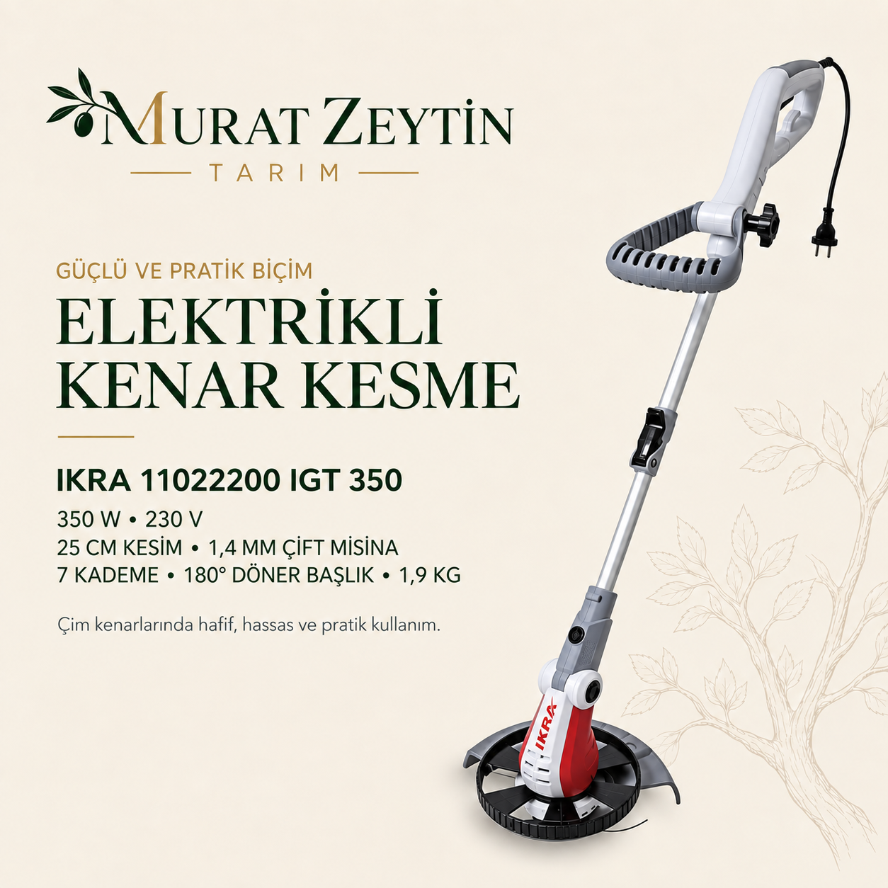IKRA 11022200 IGT 350 ELEKTRİKLİ MOTORLU ÇİM KENAR KESME MAKİNESI