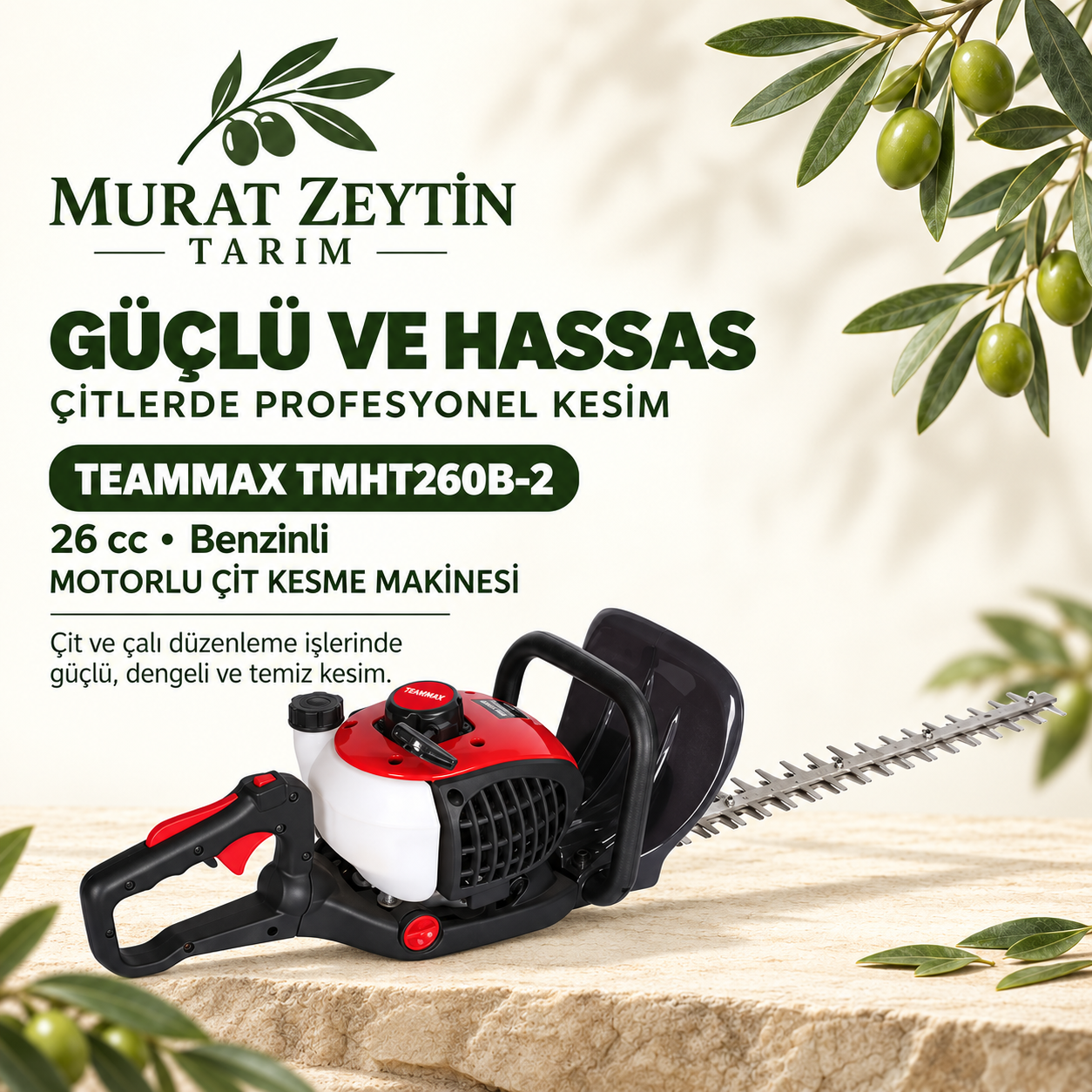TEAMMAX TMHT260B-2 MOTORLU ÇİT KESME MAKİNESİ