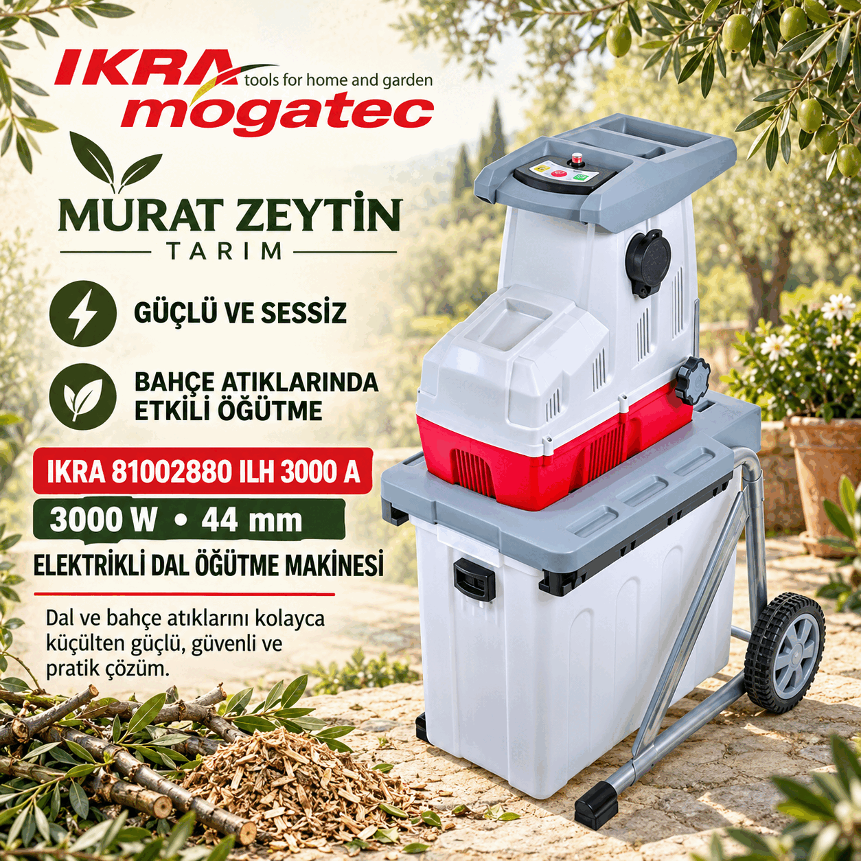 IKRA 80201200 IEVL 1838 Elektrik Motorlu Vertikat Çim Havalandırma Makinesi 1800W