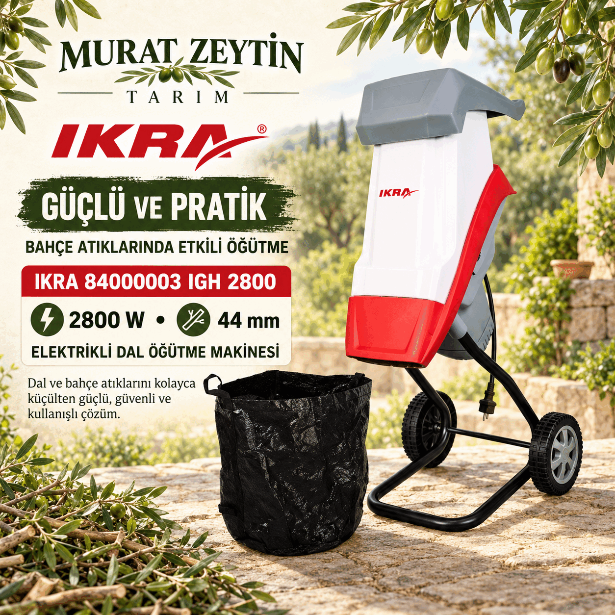 IKRA 84000003 – IGH 2800 ELEKTRİKLİ DAL ÖĞÜTME MAKİNESİ