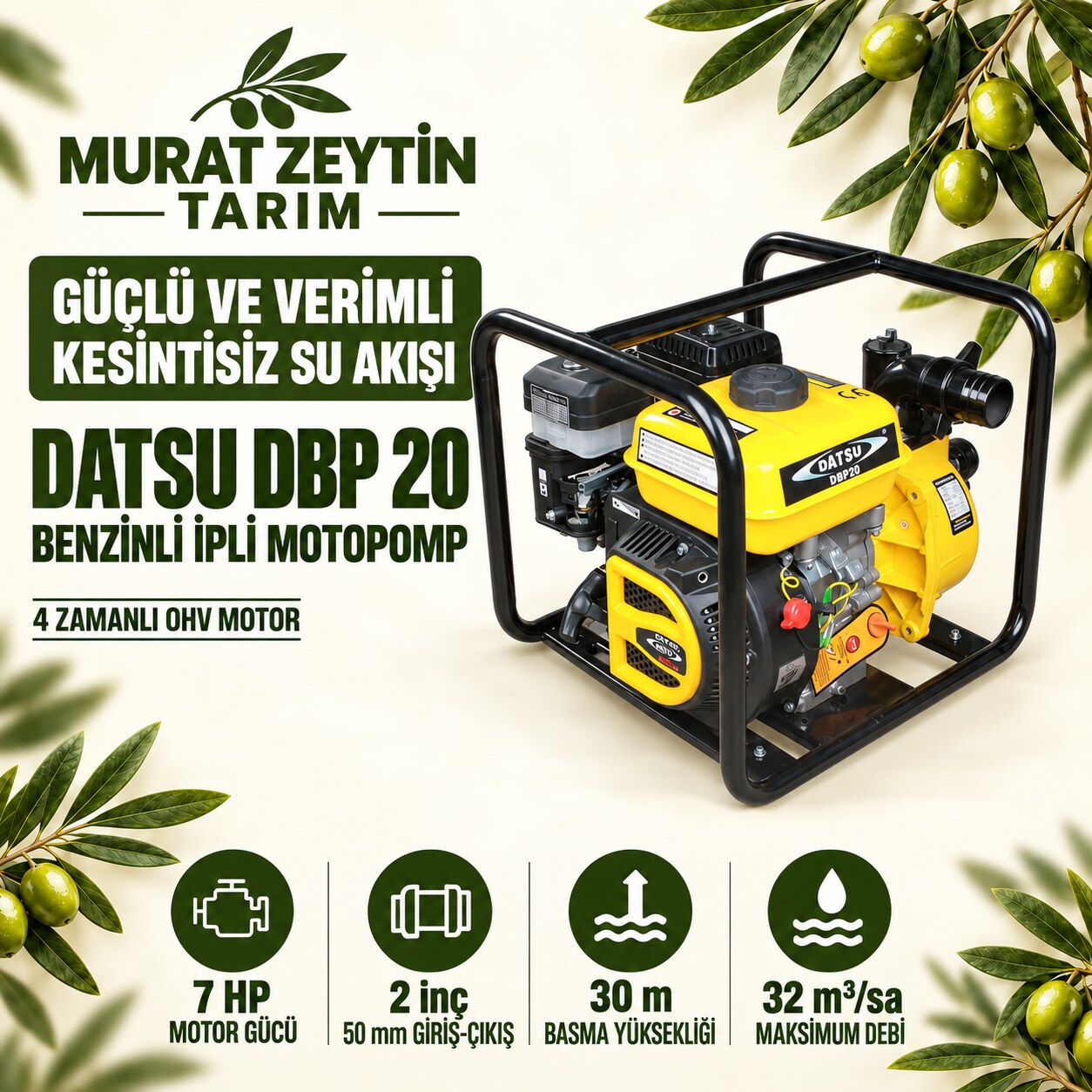 Datsu DBYP 50 C2 (2") Benzinli İpli Yüksek Basınçlı Motopomp