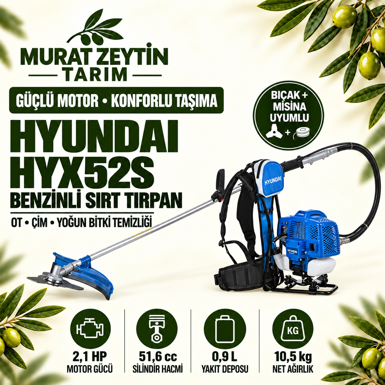 Hyundai HYX52S 2.1 HP Benzinli Sırt Tırpan