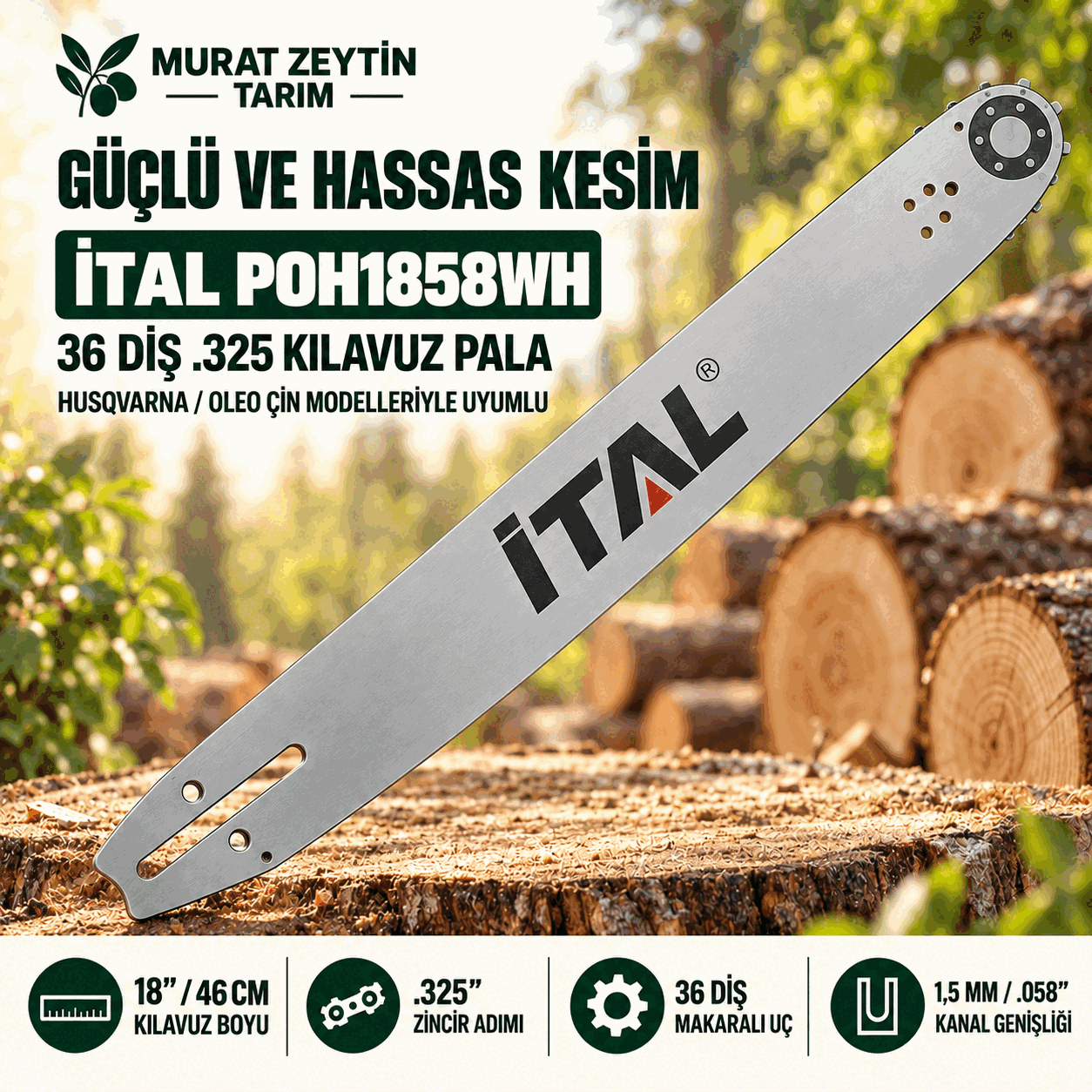 İtal POH1858WH .325 36 Diş Makaralı Kılavuz Pala
