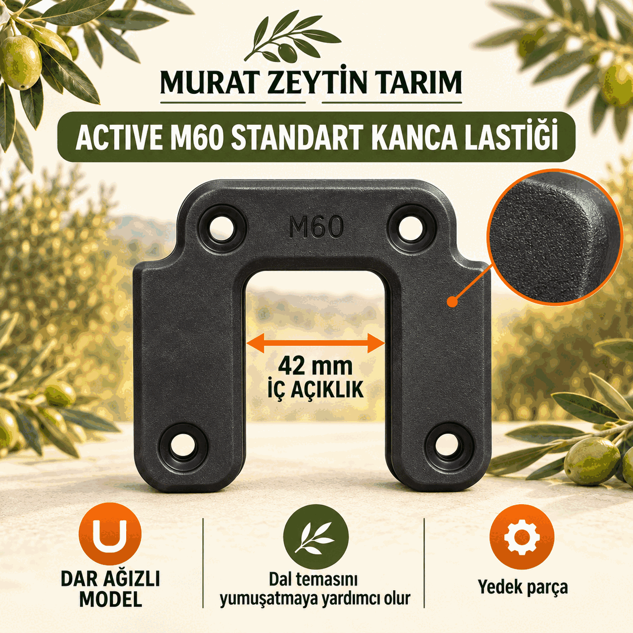 Active M60 Standart - Dar Lastik - Zeytin Silkeleme Makinası Kanca Lastiği
