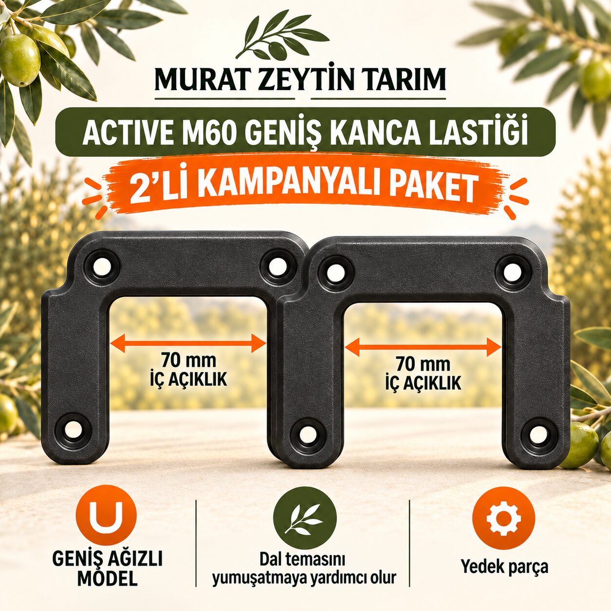 Active M60 Geniş Lastik – Zeytin Silkeleme Makinesi Kanca Lastiği 2 Adet