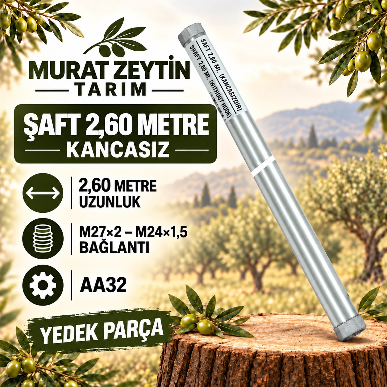 Şaft 2,60 Metre Kancasız M27x2 – M24x1,5 AA32